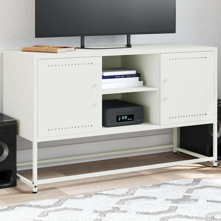 tv-bord 100,5x39x60,5 cm stål hvid