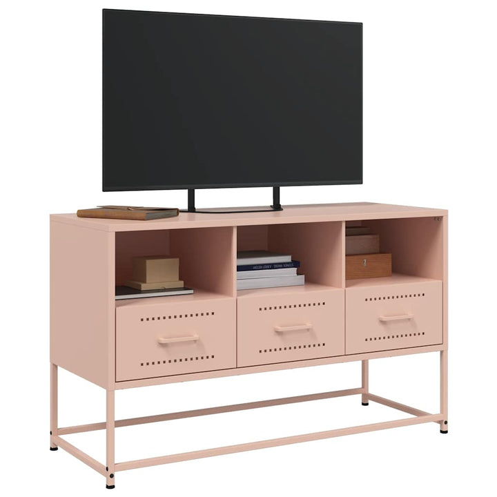 tv-bord 100,5x39x60,5 cm stål lyserød