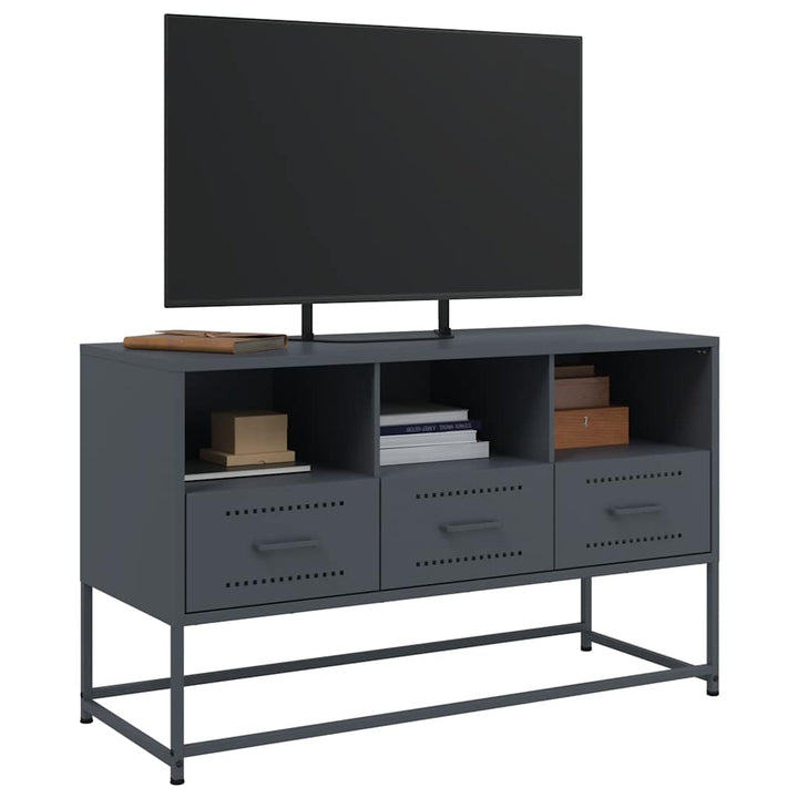 tv-bord 100,5x39x60,5 cm stål antracitgrå