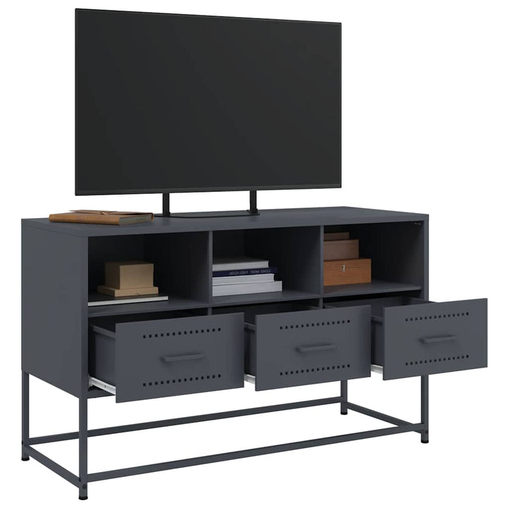tv-bord 100,5x39x60,5 cm stål antracitgrå