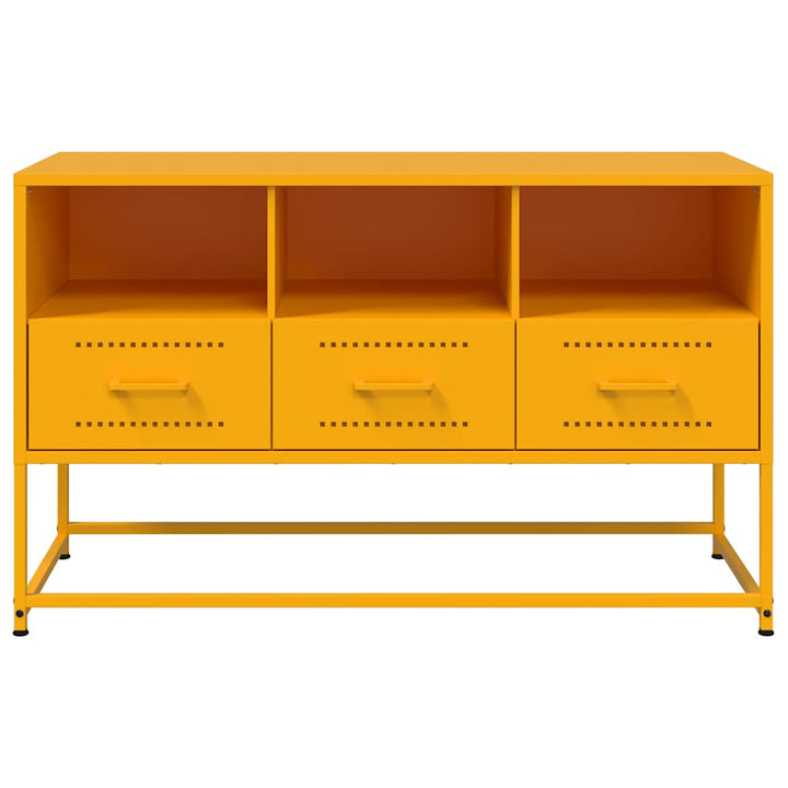 tv-bord 100,5x39x60,5 cm stål sennepsgul