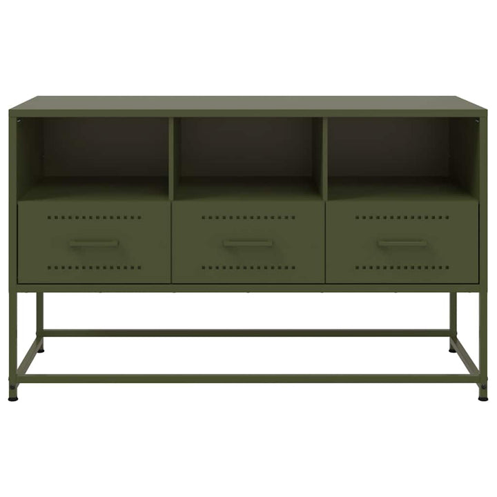 tv-bord 100,5x39x60,5 cm stål olivengrøn