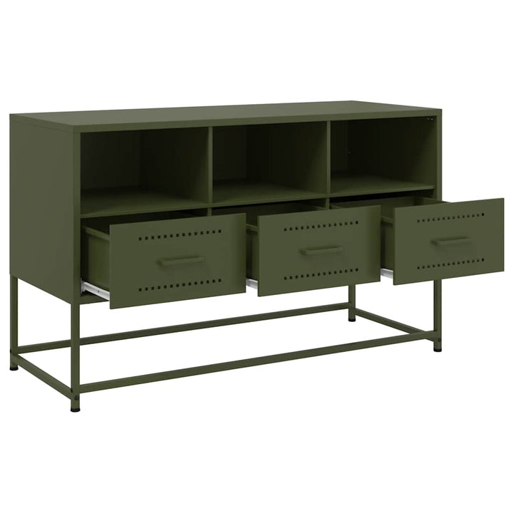 tv-bord 100,5x39x60,5 cm stål olivengrøn