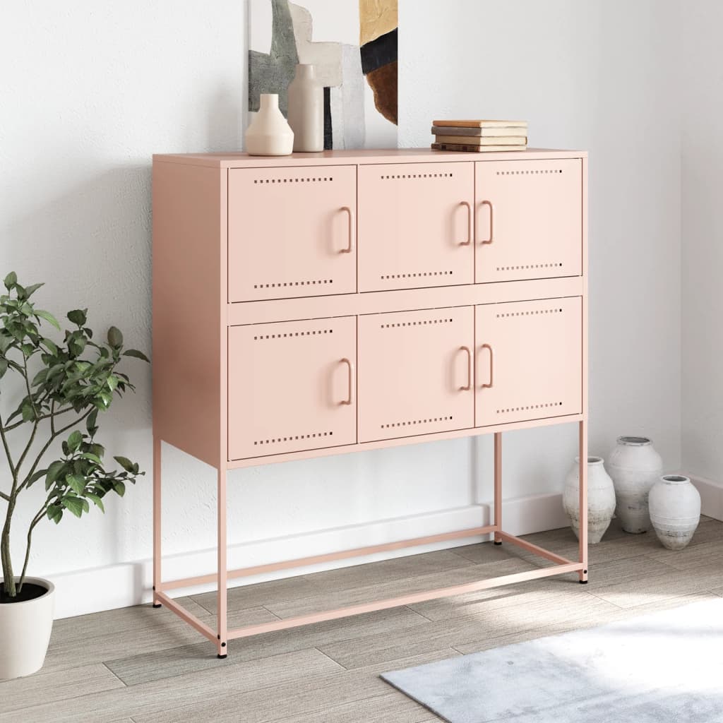 skænk 100,5x39x107 cm stål lyserød