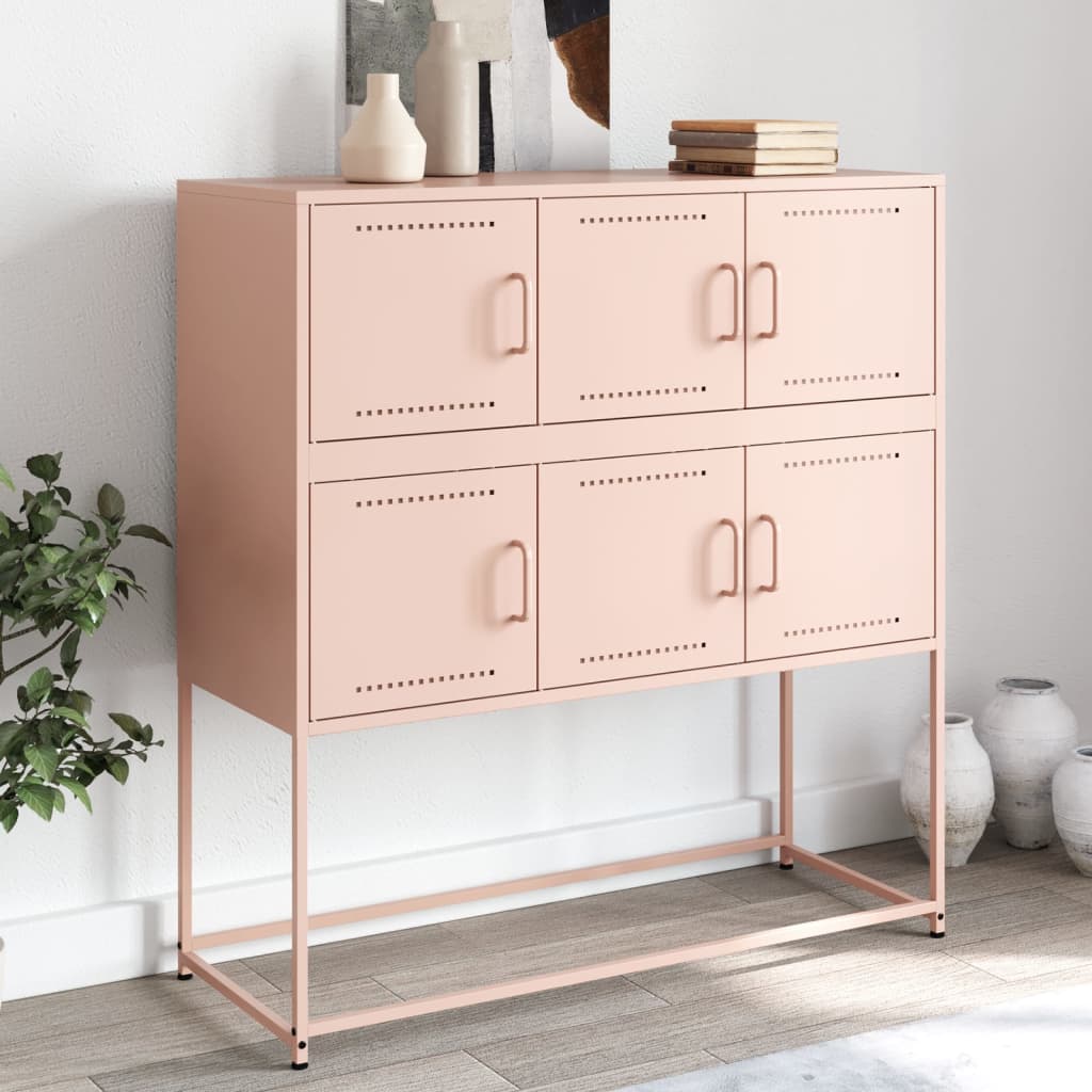 skænk 100,5x39x107 cm stål lyserød