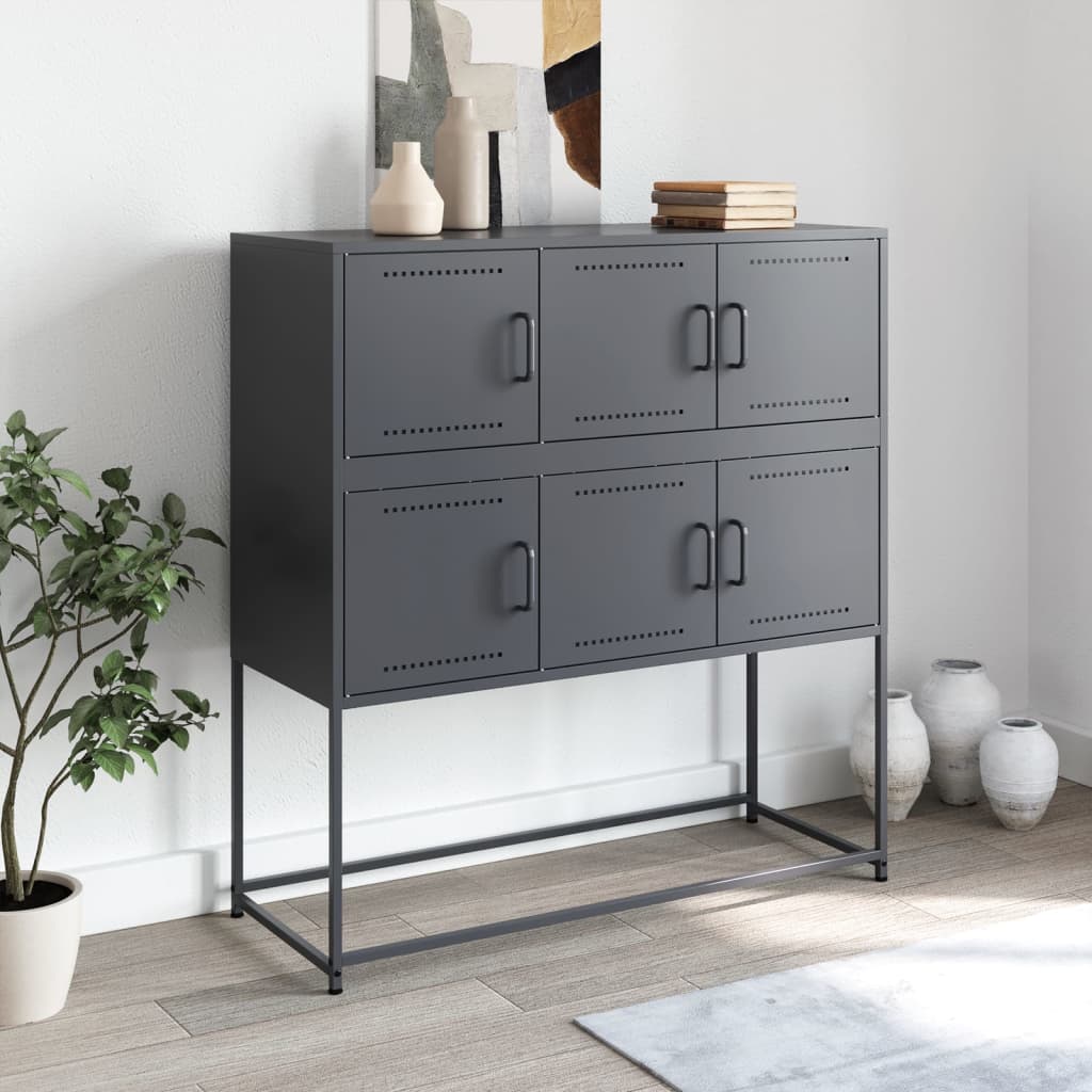 skænk 100,5x39x107 cm stål antracitgrå