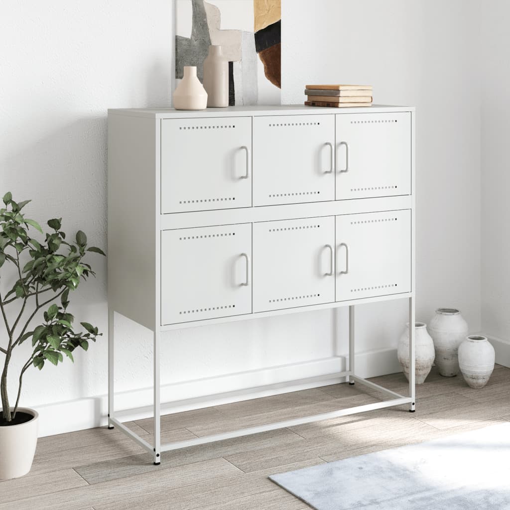 skænk 100,5x39x107 cm stål hvid
