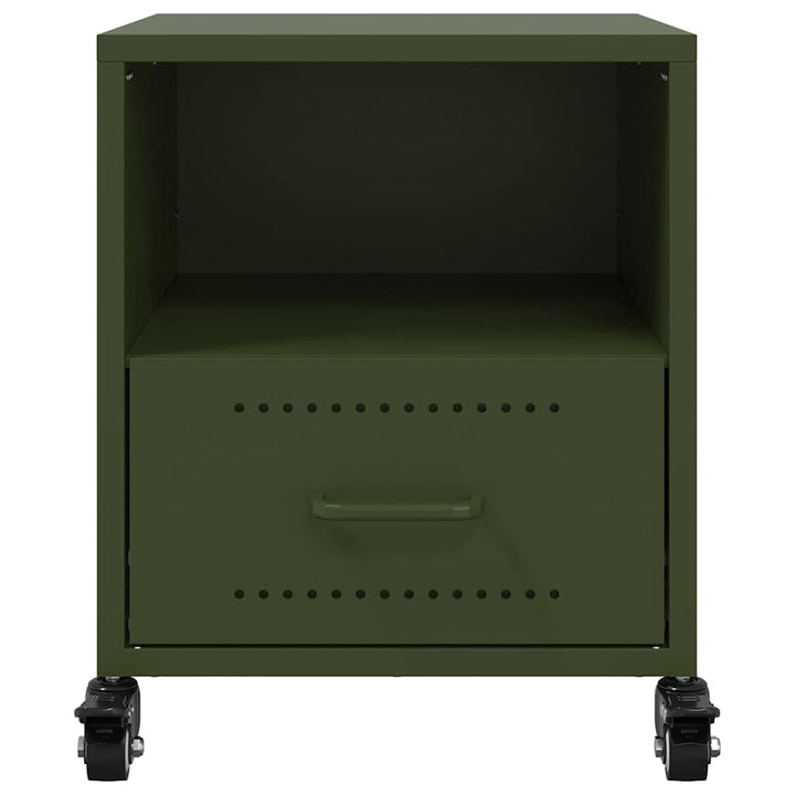 sengebord 36x39x43,5 cm stål olivengrøn
