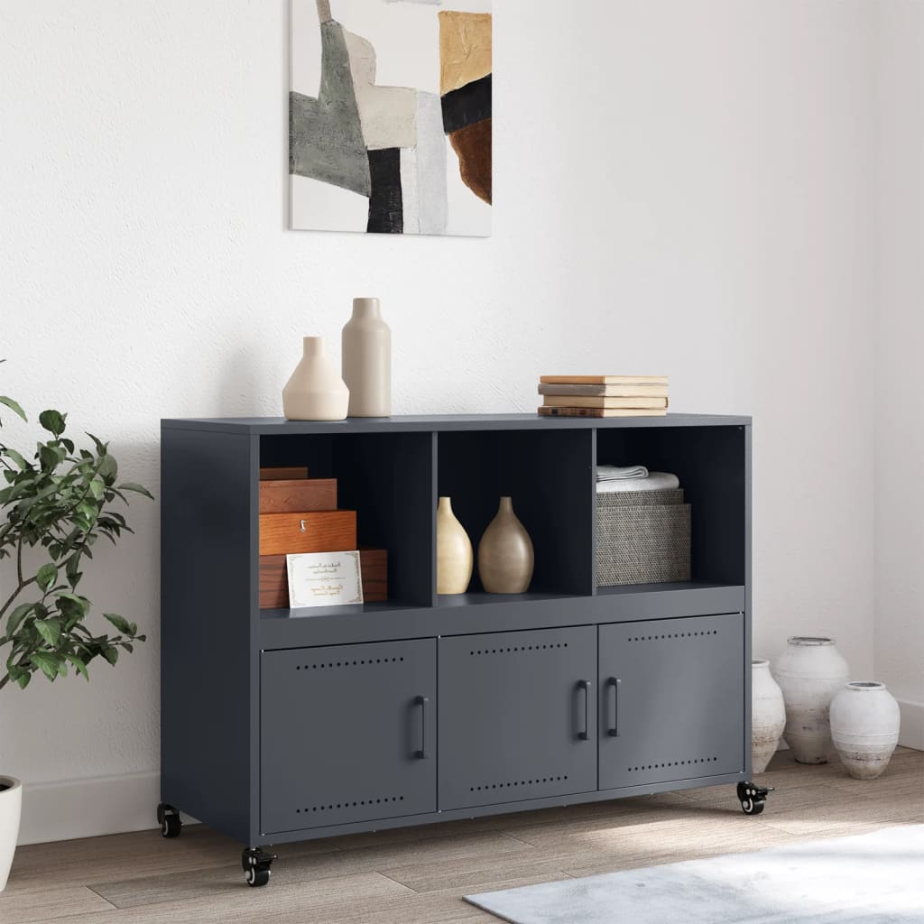 skænk 100,5x39x72 cm stål antracitgrå