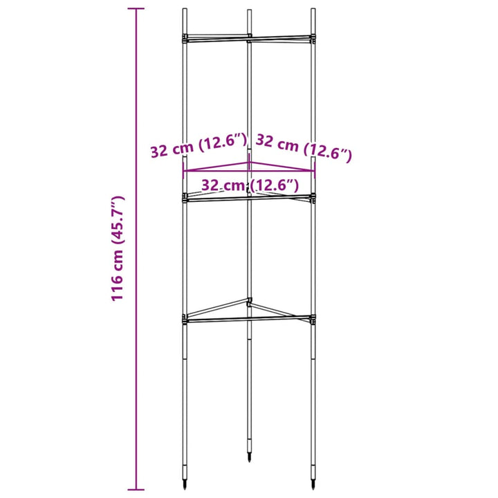 espalierer til tomater 2 stk. 116 cm stål og PP