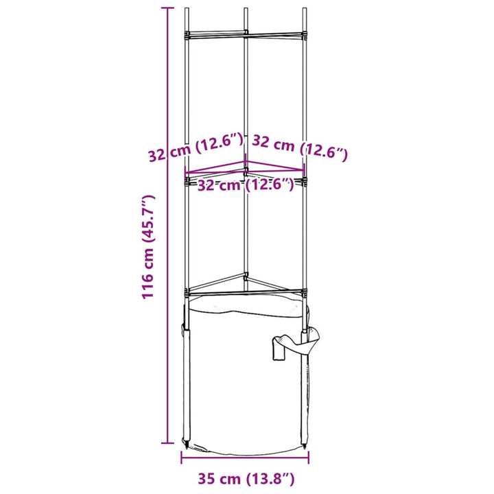 plantestativer med planteposer 2 stk. 116 cm stål og PP