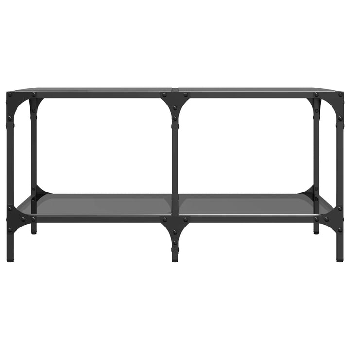 sofabord med sort glastop 78,5x40x40 cm stål