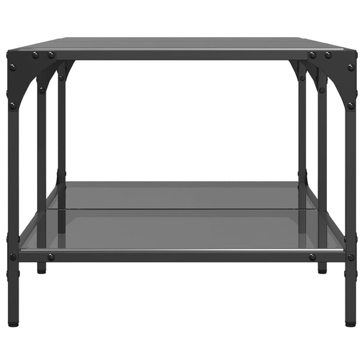 sofabord med sort glastop 98,5x50x40 cm stål