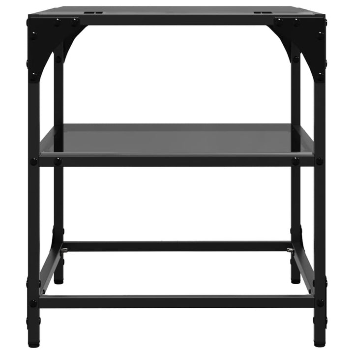 sofaborde med sort glastop 2 stk 40x40x45 cm stål