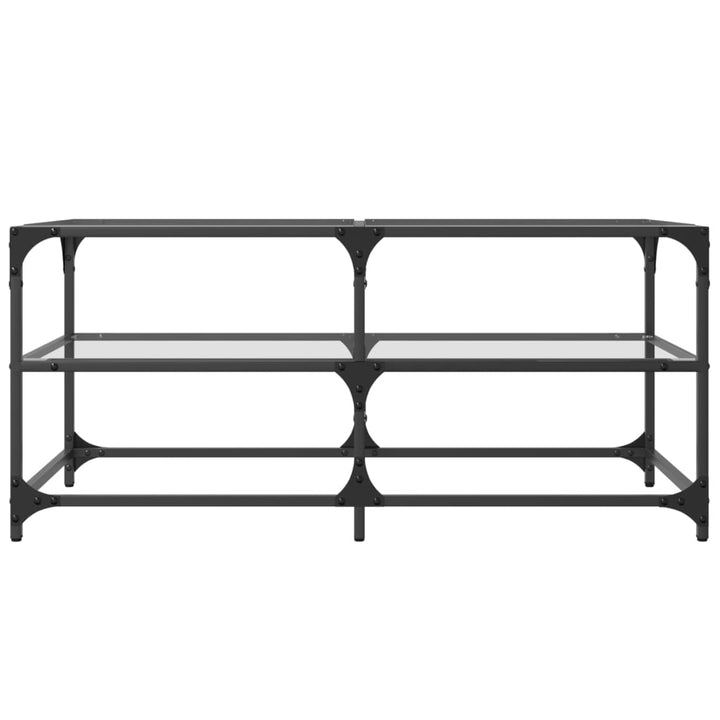 sofabord med transparent glastop 98,5x50x45 cm stål