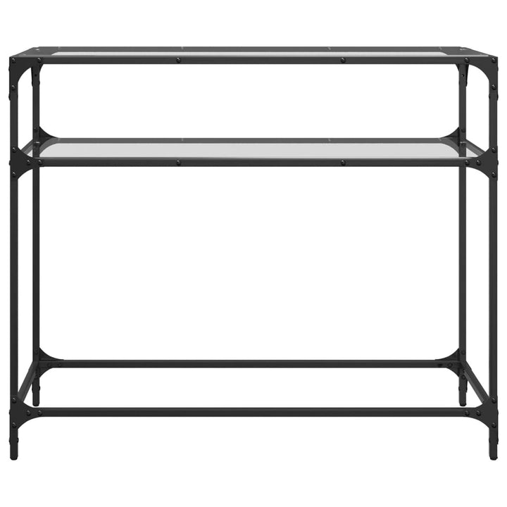 konsolbord med transparent glastop 98x35x81 cm stål