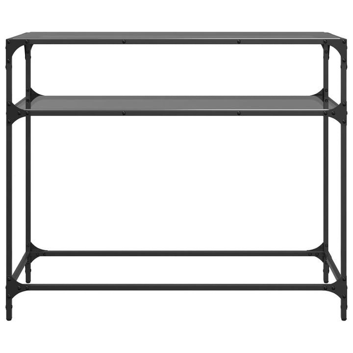 konsolbord med sort glastop 98x35x81 cm stål