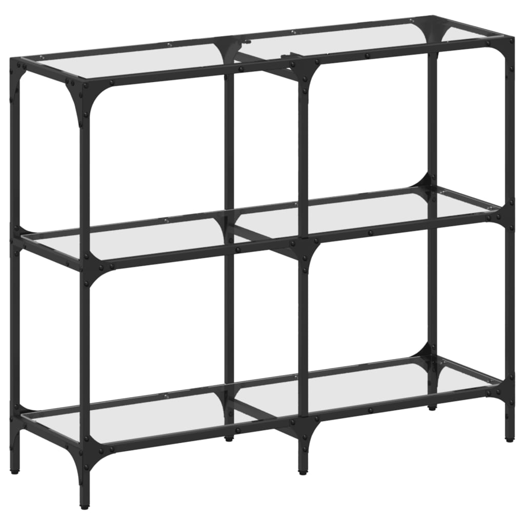 konsolbord med transparent glastop 98x30x81 cm stål