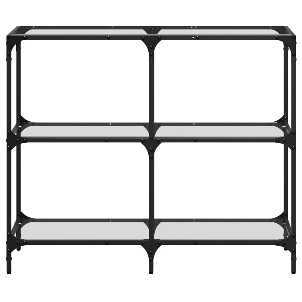 konsolbord med transparent glastop 98x30x81 cm stål