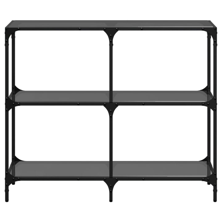 konsolbord med sort glastop 98x30x81 cm stål