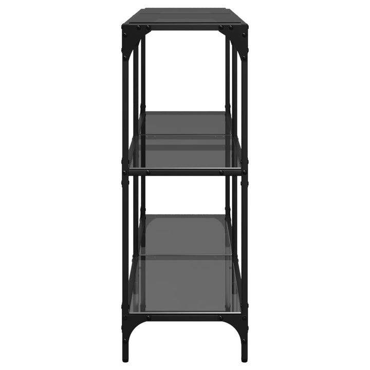 konsolbord med sort glastop 118,5x30x81 cm stål