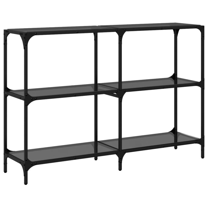 konsolbord med sort glastop 118,5x30x81 cm stål