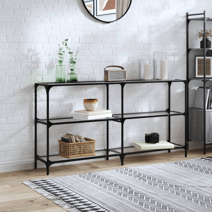konsolbord med transparent glastop 158,5x30x81 cm stål