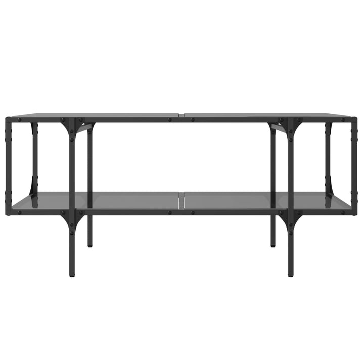sofabord med sort glastop 98,5x50x45 cm stål