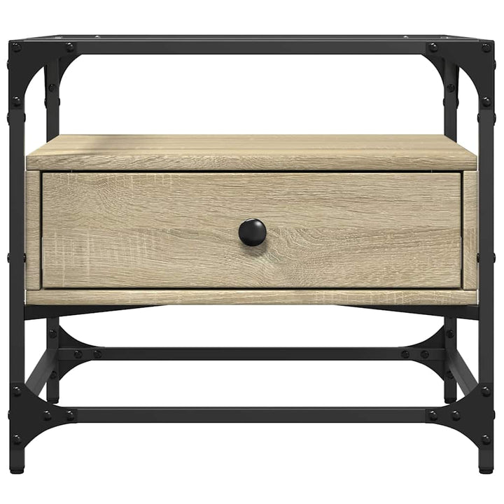sofabord med glasplade Sonoma Eg 50x50x45 cm Stål