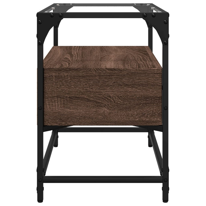 tv-bord med glastop 60x35x51 cm konstrueret træ brun eg