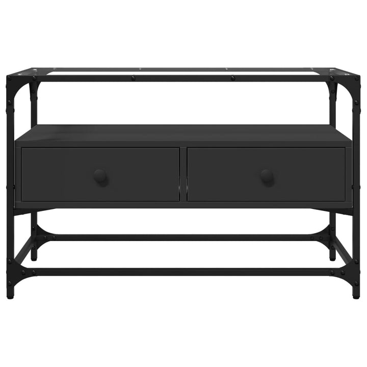 tv-bord med glastop 80x35x51 cm konstrueret træ sort