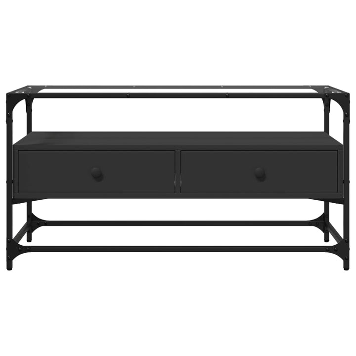 tv-bord med glastop 98x35x51 cm konstrueret træ sort