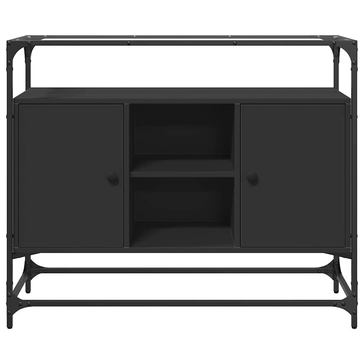 skænk med glastop 98x35x81 cm konstrueret træ sort