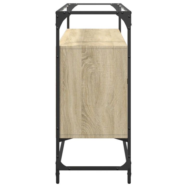 skænk med glastop 98x35x81 cm konstrueret træ sonoma-eg