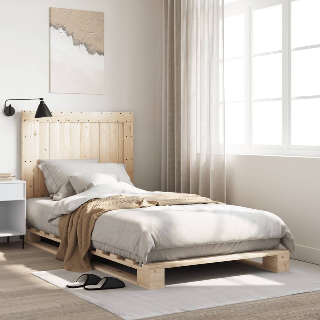 sengeramme med sengegavl 100x200 cm massivt fyrretræ
