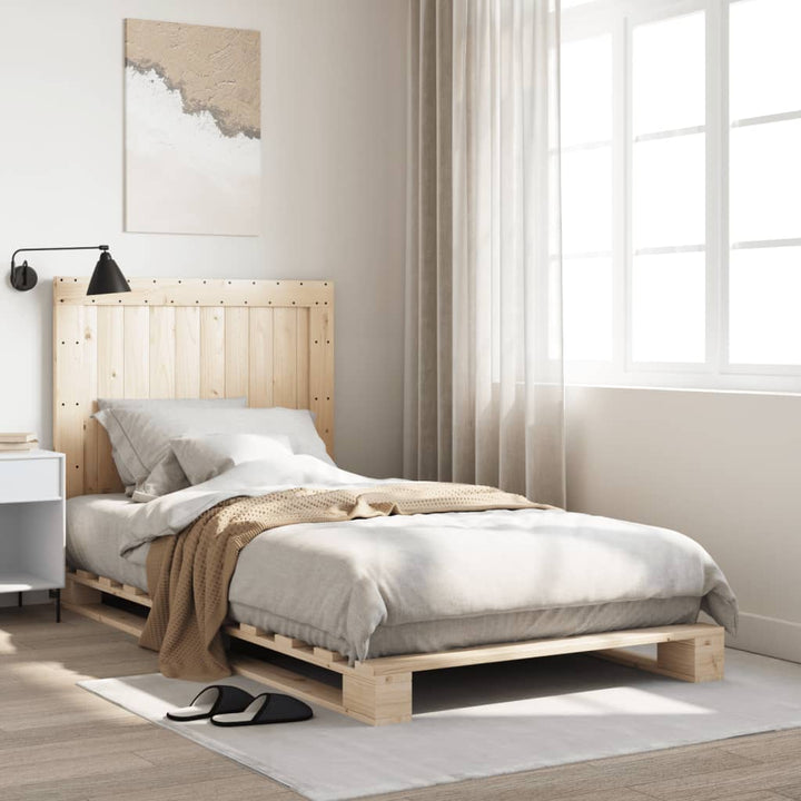 sengeramme med sengegavl 100x200 cm massivt fyrretræ