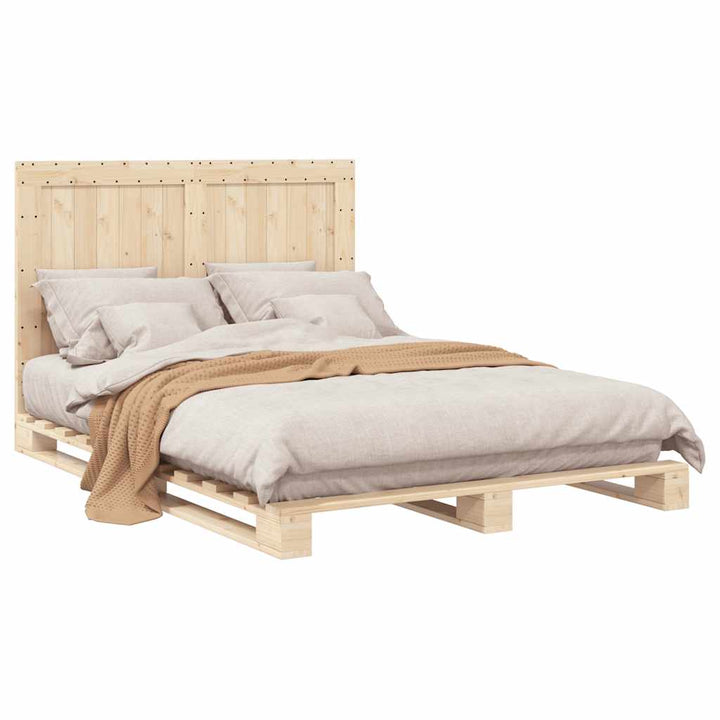 sengeramme med sengegavl 140x200 cm massivt fyrretræ hvid