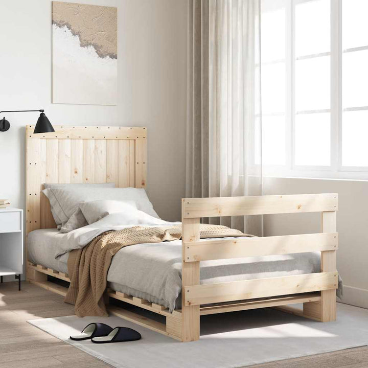 sengeramme med sengegavl 90x200 cm massivt fyrretræ