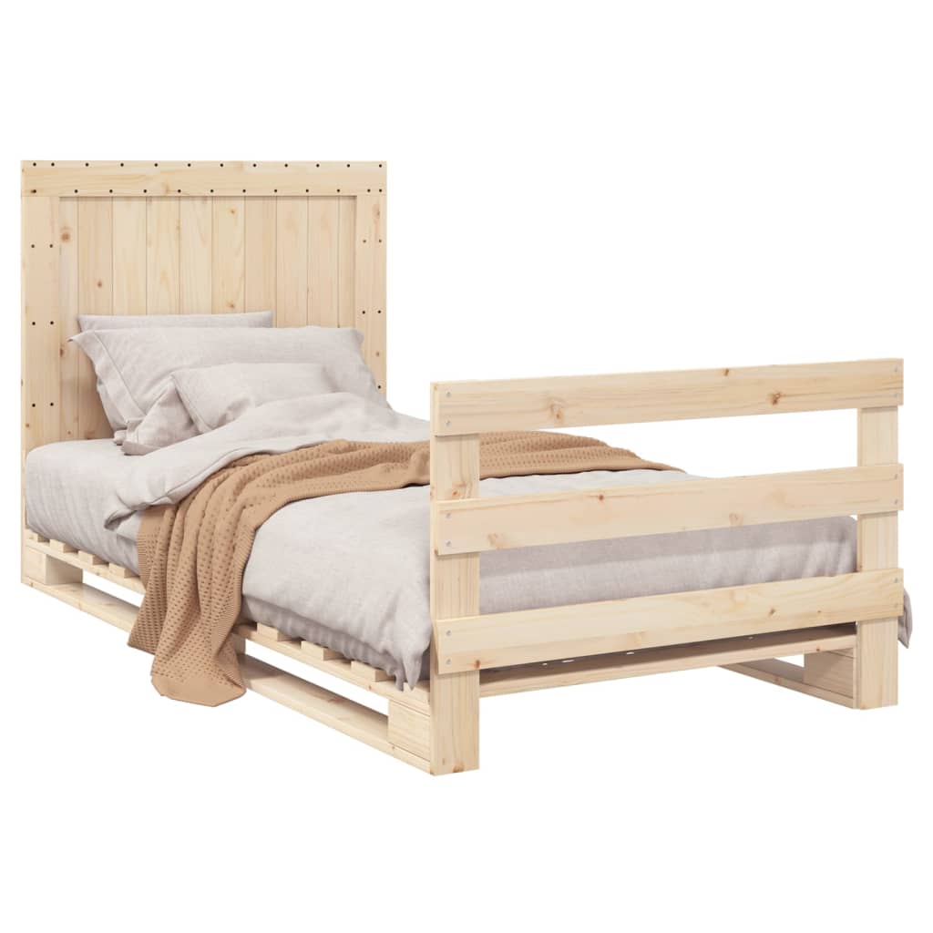 sengeramme med sengegavl 100x200 cm massivt fyrretræ