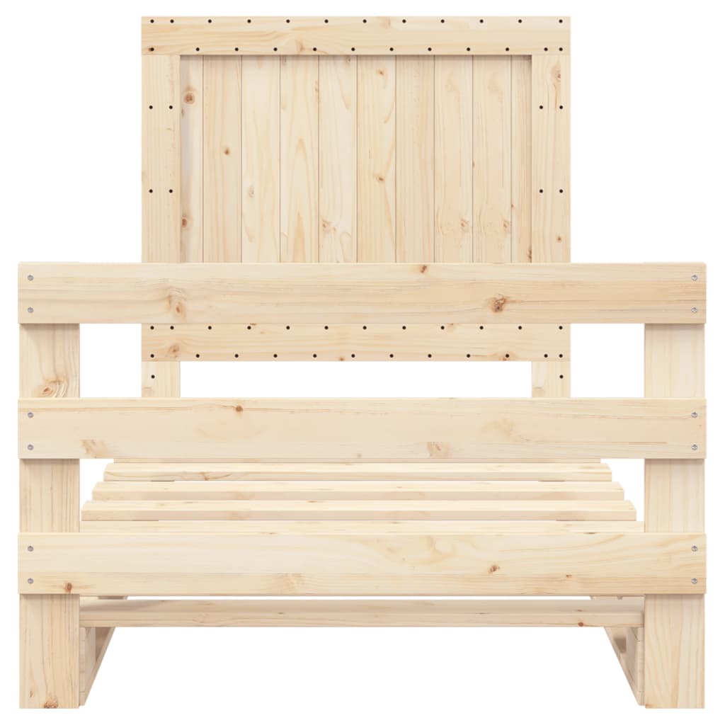 sengeramme med sengegavl 100x200 cm massivt fyrretræ