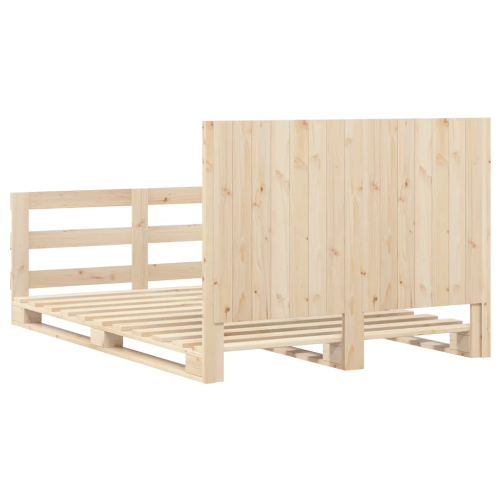 sengeramme med sengegavl 140x200 cm massivt fyrretræ hvid