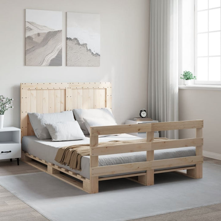 sengeramme med sengegavl 140x200 cm massivt fyrretræ hvid