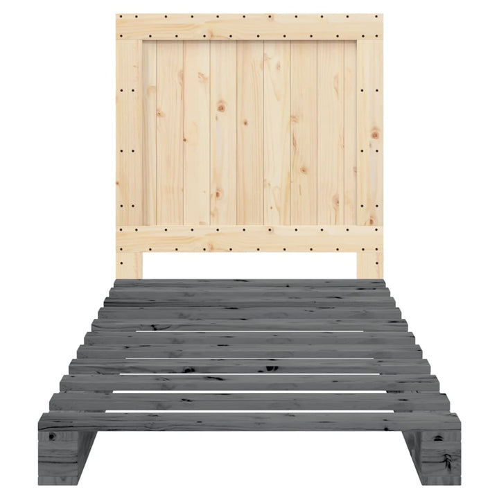 sengeramme med sengegavl 90x200 cm massivt fyrretræ grå