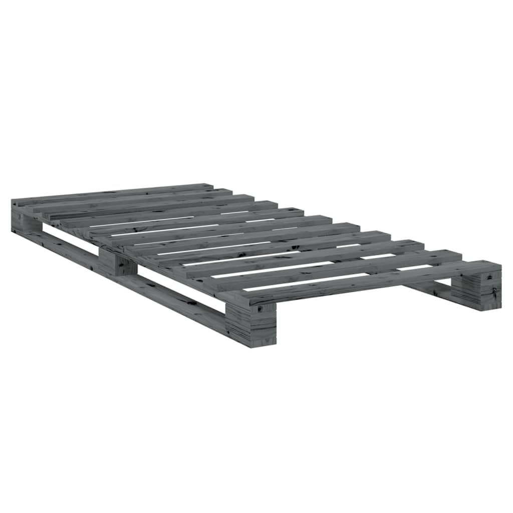 sengeramme med sengegavl 90x200 cm massivt fyrretræ grå