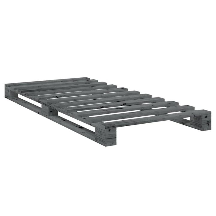 sengeramme med sengegavl 90x200 cm massivt fyrretræ grå