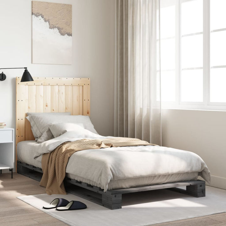 sengeramme med sengegavl 90x200 cm massivt fyrretræ grå