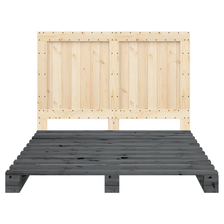 sengeramme med sengegavl 140x200 cm massivt fyrretræ grå