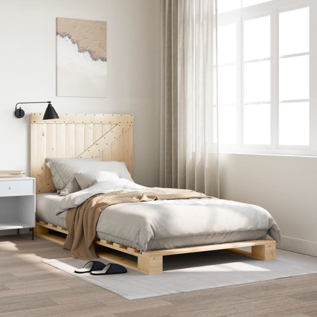 sengeramme med sengegavl 100x200 cm massivt fyrretræ