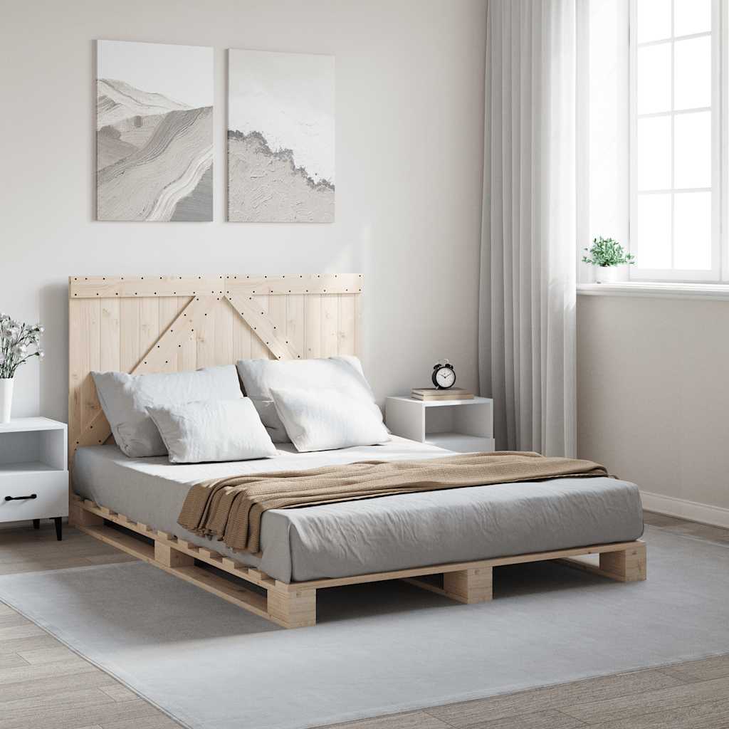 sengeramme med sengegavl 140x200 cm massivt fyrretræ hvid