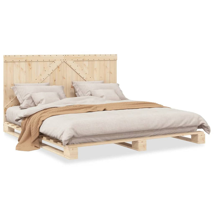 sengeramme med sengegavl 200x200 cm massivt fyrretræ